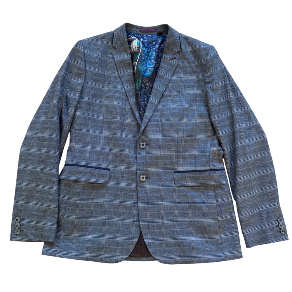 Ted‎ Baker London Cagney Grey Glen Plaid Blazer Sport Coat Mens Size 5 XL